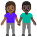 👩🏾‍🤝‍👨🏿 woman and man holding hands: medium-dark skin tone, dark skin tone display on Google